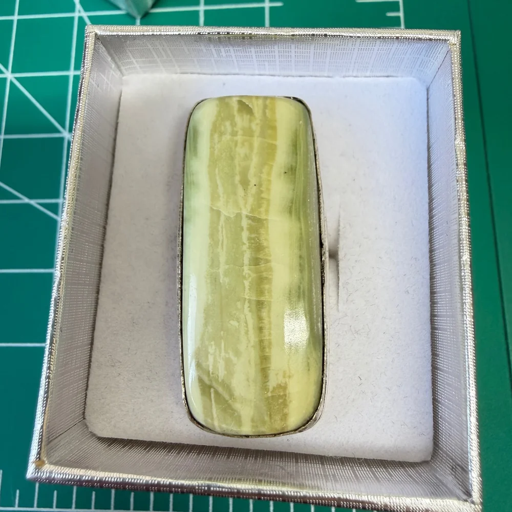 Hand Crafted Silver Plated Green Serpentine Statement Ring Size‎ 6 Gift Box - Picture 7 of 8